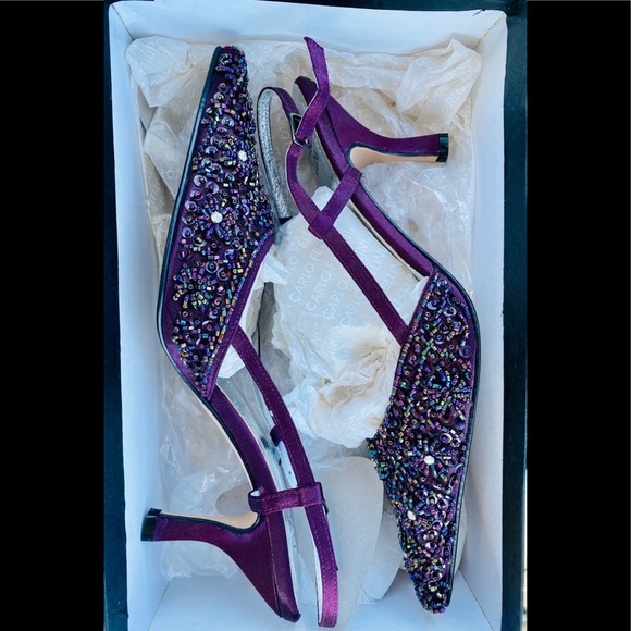 Carlo Fellini heels 👠 purple and iridescent, 8.5 - Picture 2 of 5